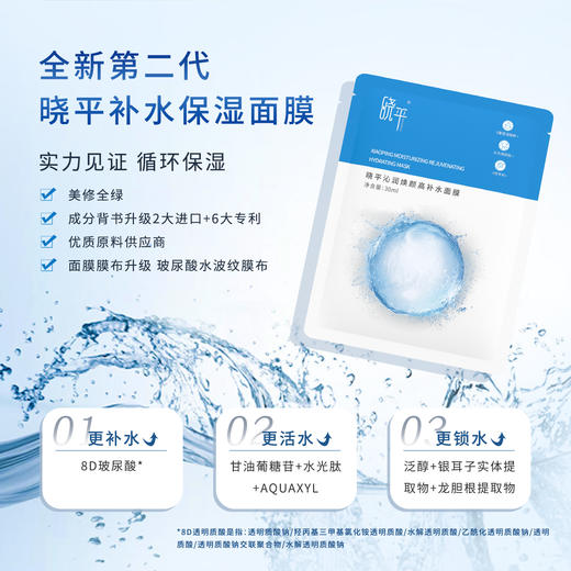 晓平沁润焕颜透明质酸钠高补水保湿补水面膜贴片水润【2026新春好品】 商品图1