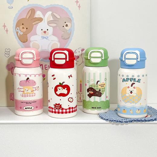 【便携双饮杯】双饮提绳保温杯 内盖双饮316不锈钢真空学生上学便携外带吸管杯。jc 商品图2