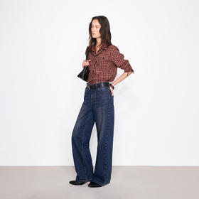 NUTH可拆卸领结复古工装格纹衬衫女