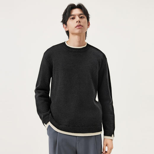 gxg.jeans男装 假两件休闲时尚打底圆领毛衣针织衫 25年冬热卖 商品图3