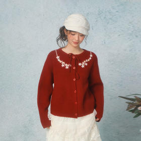 复古刺绣系带开衫毛衣-纪念日百货门店同款169261871