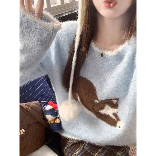 <曾小咸推荐>现货秒杀 ！微信超特价！绣花猫咪长袖针织衫 日常179.99 立减90 秒杀89.99！！ 商品图4