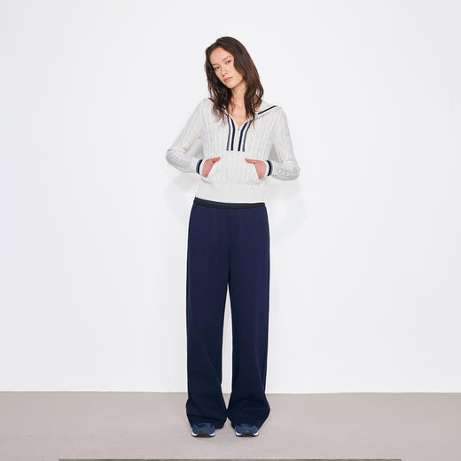 NUTH撞色条纹腰头运动休闲卫裤女 蓝色 商品图3