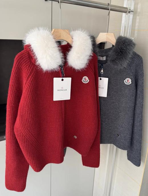 F012209深灰坑条针织拉链开衫宽松落肩的oversize版型针织衫 商品图0