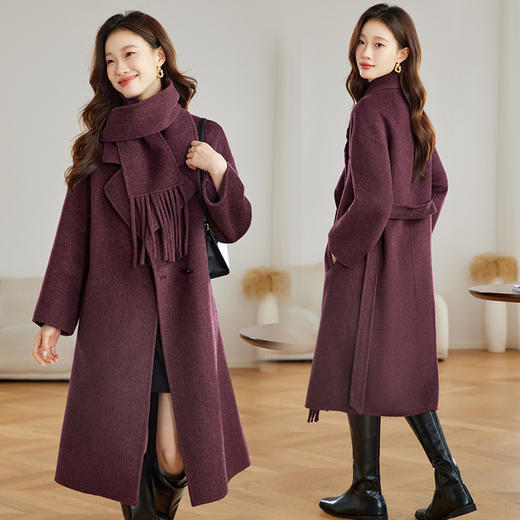 新款时尚舒适围巾可拆卸长款双面羊绒大衣ZYIF1123 商品图2