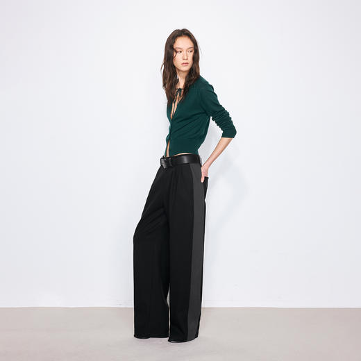 4.10-12号限时8.8折叠券🔥NUTH黑色拼接双褶宽松直筒西裤女 商品图4