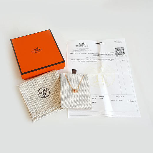 【全新】Hermes爱马仕H147992FO55玫瑰金奶茶色Mini Pop H项链链长约40cm女士 060126HS17 商品图1