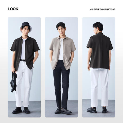 【无缝翻领/工装】柒牌短袖衬衫2026夏季新款休闲商务中青年上衣130A70140 商品图2