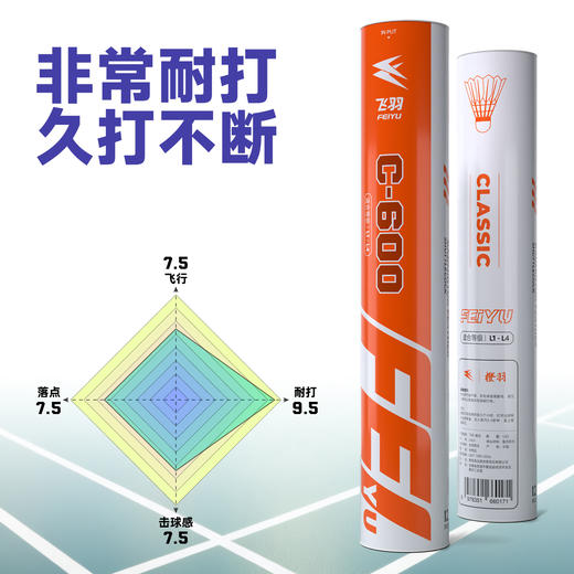 飞羽 羽毛球 训练级 优质鸭毛 橙羽-C600 商品图1