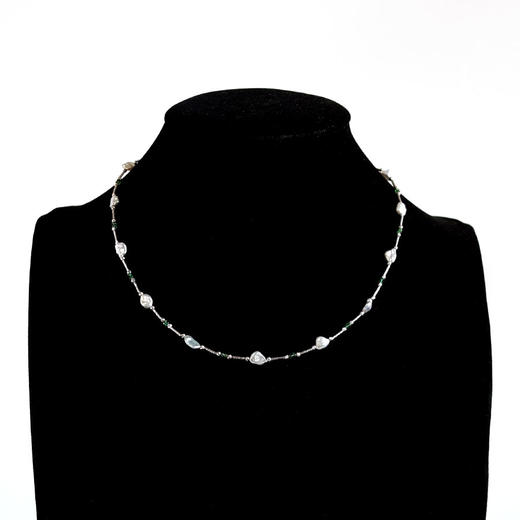 【天然正品】AU750白金镶天然巴洛克海水珍珠满天星造型项链42CM（长度可调节）311225NJM39 商品图0