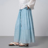 【林栖设计小店】手工炒色|苎麻天蓝色绣花肌理宽松显瘦2026春新款半身裙1961143 商品缩略图4