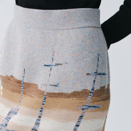 东黎 • 复苏的呼吸 山羊绒提花半裙 6166 商品图5