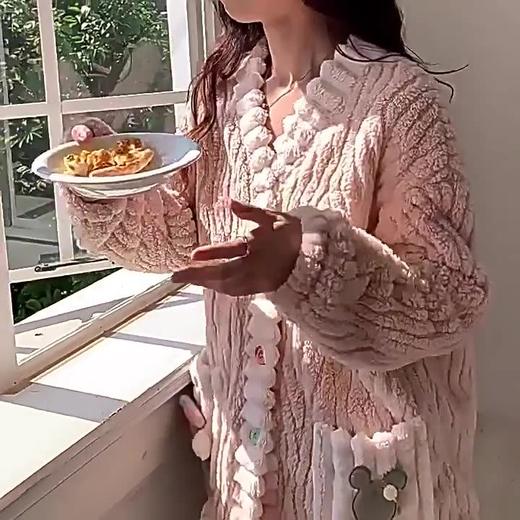 【轻奢优雅❗️珊瑚绒家居服套装】暖柔轻美，像把云朵穿在身上，女款加厚冬保暖长款彩虹可外穿冬季长袖长裤睡衣新款秋冬睡裤 商品图2