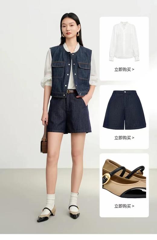 D012279春夏新款设计感口袋圆领 水洗牛仔背心马甲外套 商品图2