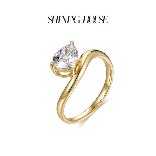 ShiningHouse[培育] 18k金钻石戒指 水滴形1克拉钻人工真钻人造钻石K金戒指设计感简约钻石戒指悦己送礼臻选【此商品不支持7天无理由退货退款】预计3日发货 商品图1