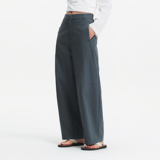 森马休闲裤女夏季灰色分割宽松弧形阔腿裤质感慵懒风百搭潮流长裤 商品图2