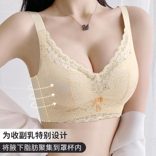 A2-【A-B杯】【小胸聚拢 小A秒变大C】蕾丝内衣女聚拢不空杯调整型文胸罩  春日江南 商品图3