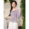 鹿向南「紫烟缠纱」灰紫色长袖T恤春季新款设计感时尚显瘦上衣女 商品缩略图2