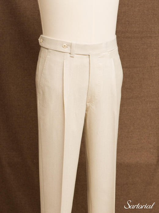 Ambrosi 米色斜纹法兰绒裤装 商品图0