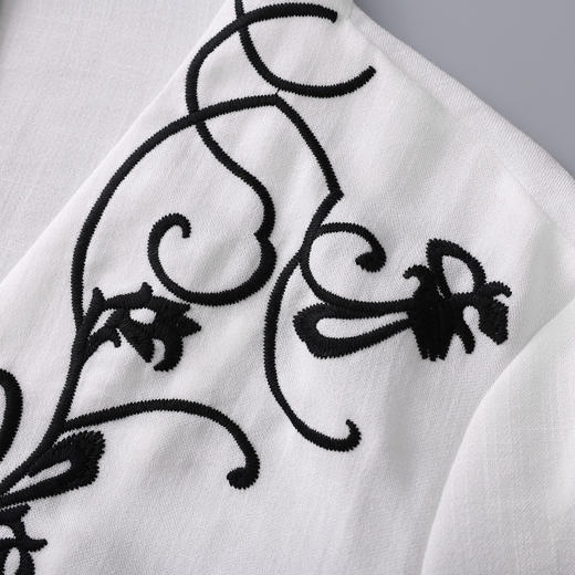 「高货wl」全新升级【铂金会员321/天猫429/差价108】(01805)洛诗琳2026春季新款气质高级感V领精仿刺绣棉麻衬衫 商品图2