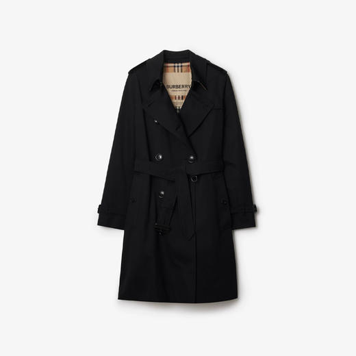 【一】BURBERRY 巴宝莉 女士肯辛顿版型 – 中长款 Heritage Trench 风衣 黑色 8079409 A1189 商品图0