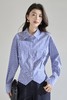 「预售」「高货sh」全新升级【铂金会员183/天猫249/差价66】(00402)洛诗琳气质miu系蓝色条纹收腰衬衫2026春季新款抗皱免烫百搭通勤衬衣 商品缩略图2