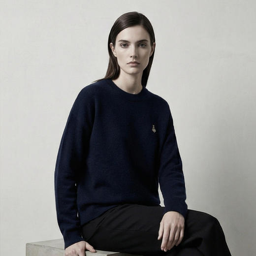 KINGDEER/KD秋冬新款女式圆领刺绣长袖羊绒衫L805554全部红色款鹿王 红色 商品图5