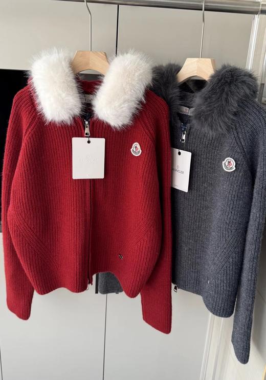 F012209深灰坑条针织拉链开衫宽松落肩的oversize版型针织衫 商品图1