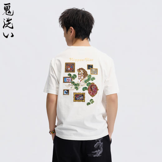 ONIARAI/鬼洗26春季新品泥棒蓝马年画框艺术短袖T恤男 26NOB31 商品图0