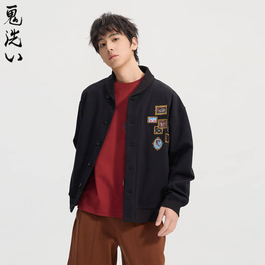 ONIARAI/鬼洗26春季新泥棒蓝马年画框艺术翻领开衫卫衣男 26NOB54 商品图1