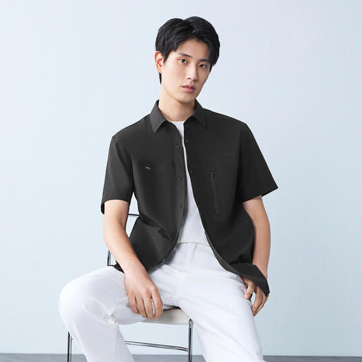 【无缝/轻旅衬衫】柒牌男装2026夏季舒适休闲中青年微弹短袖衬衫130A70120 商品图1