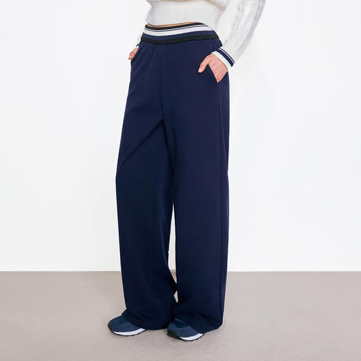 NUTH撞色条纹腰头运动休闲卫裤女 蓝色 商品图2