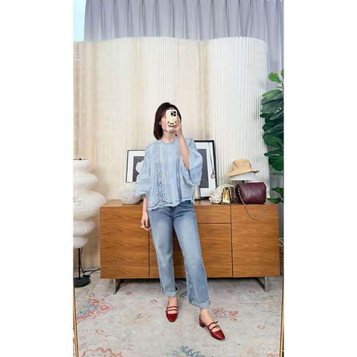 【贝拉推荐】自我取悦 2026早春 南法度假风格 超重工 激光刺绣100苎麻小衫 无龄感法式小衫 商品图4