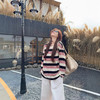【经典条纹❗️随性穿搭】美式复古撞色条纹长袖T恤女秋季休闲宽松百搭圆领上衣韩版。jc 商品缩略图1