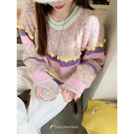 <曾小咸推荐>现货秒杀 ！微信超特价！韩系撞色条纹毛衣 日常249.99 立减150 秒杀99.99！！ 商品图3