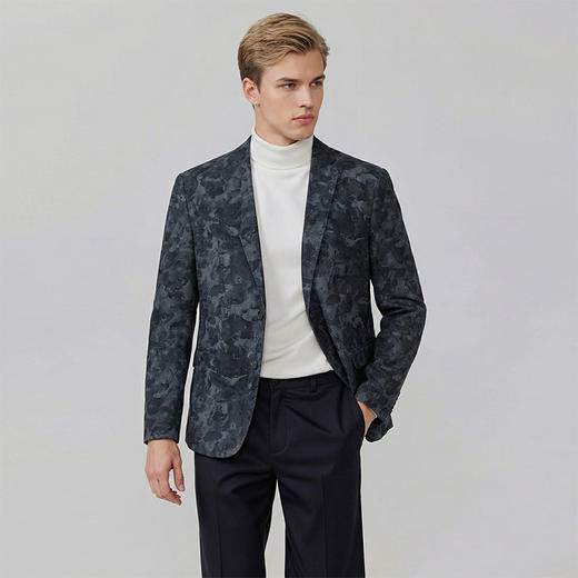 布兰施男士商务休闲单西通勤西装迷彩外套西服开衫 商品图1