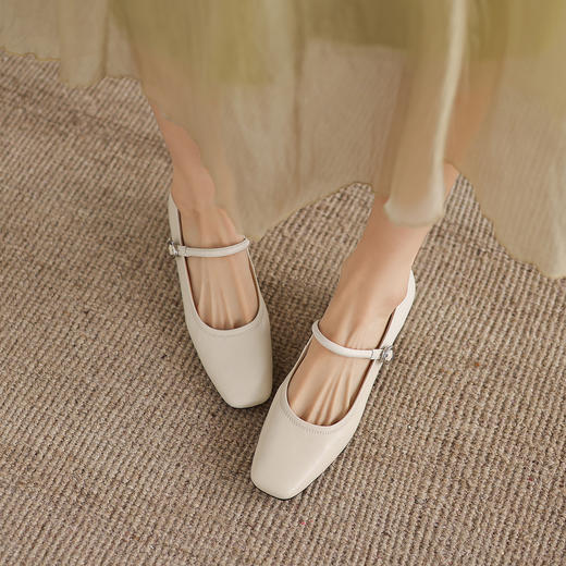 阿么手工女鞋2026春季简约浅口单鞋女新款正品粗跟玛丽珍鞋4.2CM 商品图3