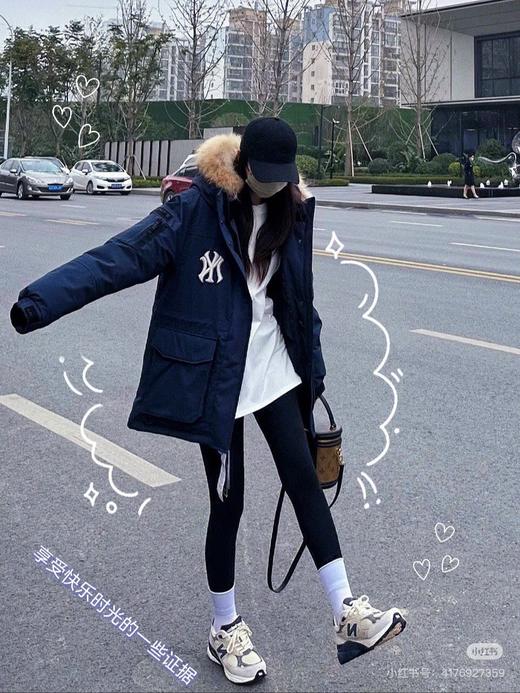 有货.付款减库存，清仓，25新款，张凌赫同款，MLB 扬基队25款小标工装羽绒服大毛领 商品图3