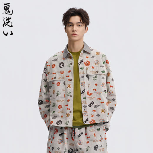 ONIARAI/鬼洗26春季新品棒系列好运纹样满印外套休闲男 N340248 商品图0