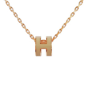 【全新】Hermes爱马仕H147992FO55玫瑰金奶茶色Mini Pop H项链链长约40cm女士 060126HS17