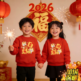 🧨新年就要穿得红红火火💰49.9任选2件【"马到福来"儿童新年卫衣】100-150码‼️年味儿+999定制定染红💥店