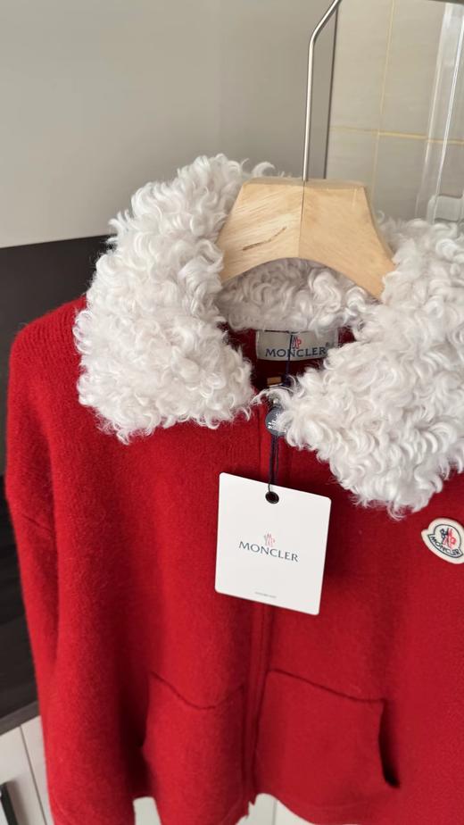 F012210新年红毛绒领针织开衫宽松落肩版型女款 商品图12