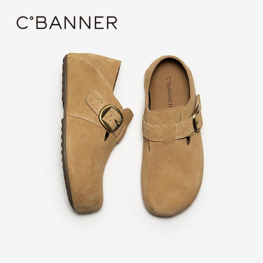 千百度薄底全包勃肯鞋女2026春季新款圆头复古休闲鞋平底深口单鞋A26153150 商品图4