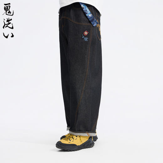 ONIARAI/鬼洗26春季棒系列复古花布达摩弧形分割牛仔裤男 26N4403 商品图1