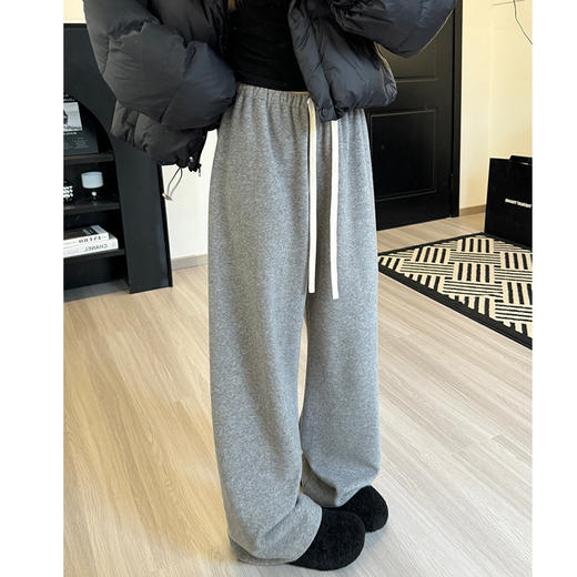 【高克重毛巾裤】春秋新款 高腰垂感宽松直筒裤 小个子女装慵懒阔腿裤  商品图0