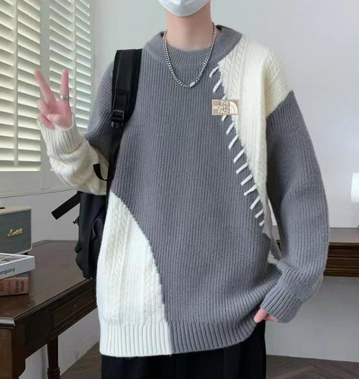 F012206都市气质风格撞色拼接针织衫套头毛衣 商品图1