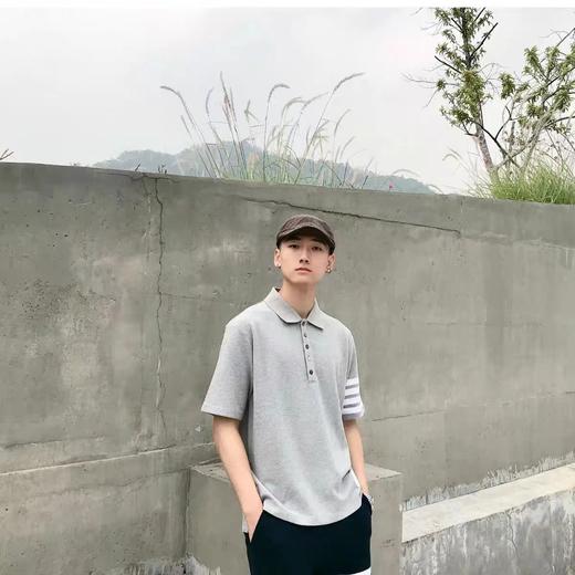 F012223春夏四条纹下摆小开叉纯棉短袖POLO衫男女同款 商品图6