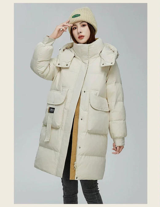 【合作款】冬季新款中长款可拆卸连帽宽松保暖加厚简约韩版羽绒服 商品图0