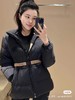 D012254新款格纹拼接双面两穿系腰带羽绒服外套女 商品缩略图5