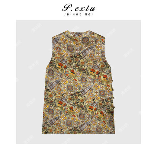 A007潘依绣丁丁宠粉新中式斜门襟暗纹分割设计小立领无袖衬衫 GH030 商品图1